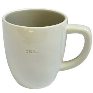 Rae Dunn TEA Mug White with Gray Letters and Interior Dimples NWT 2017 OG